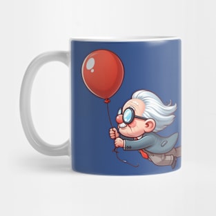 a grandfather flies using a balloon Mug